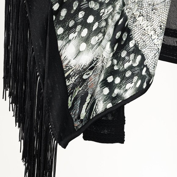 Roberto Cavalli Black Fringe Shawl Cardigan - Picture 9 of 12